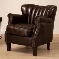 Sadalmelik Winged Armchair - Weathered Brown, Leather