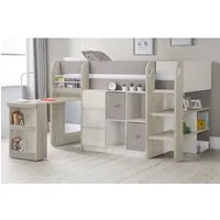 Sadiki Single Midsleeper Bed with Storage - Taupe, White