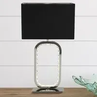 Sadr Crystal Glass Detail Table Lamp with LED Base - Black