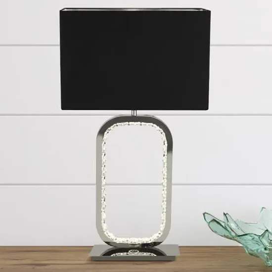 Sadr Crystal Glass Detail Table Lamp with LED Base - Black image