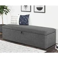 Sadzi Blanket Box with Storage - Grey, Linen