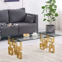 Sadzi Coffee Table - Clear Glass, Gold Stainless Steel alternate view