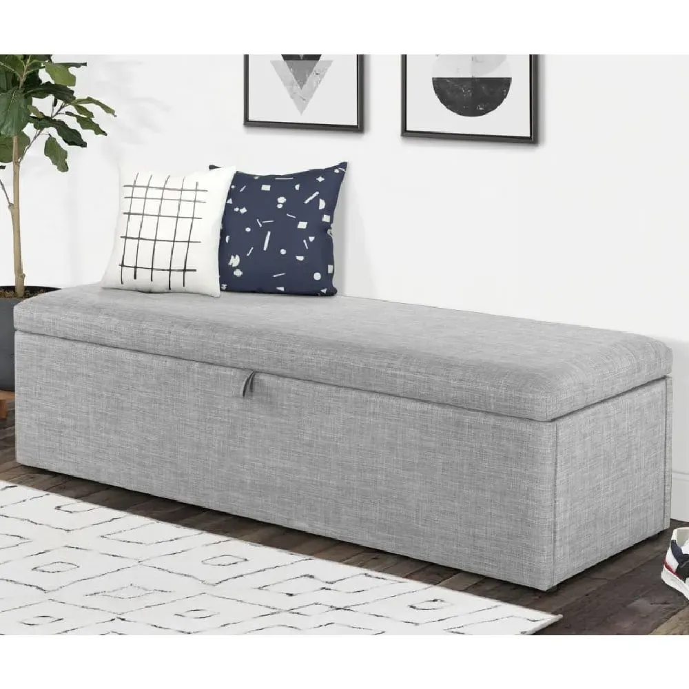 Sadzi Fabric Blanket Box with Storage - Light Grey
