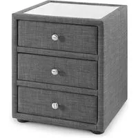 Sadzi Glass Top Bedside Cabinet - Slate Grey, Linen alternate view