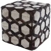 Safire Hexagon Patchwork Pouffe - Brown, Leather