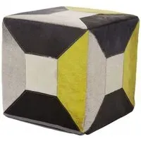Safire Leather Abstract Pouffe - Multicolored