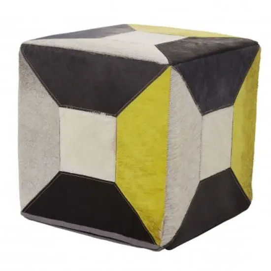Safire Leather Abstract Pouffe - Multicolored image
