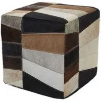 Safire Leather Striped Pouffe - Multicolored