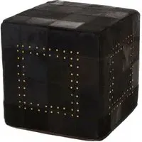 Safire Leather Stud Detail Pouffe - Black