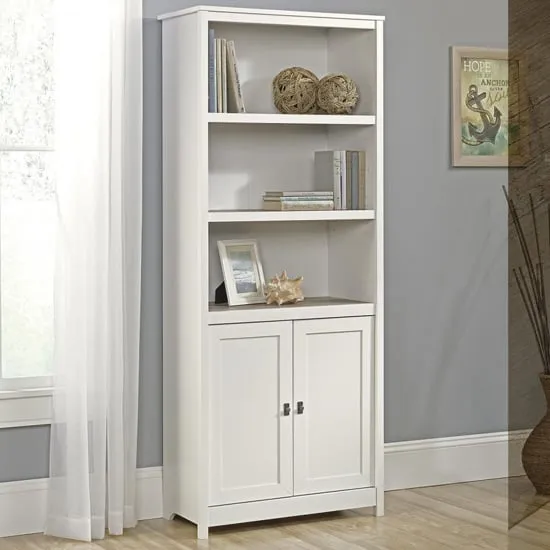 Saginaw Bookcase with 2 Doors - White, Oak
