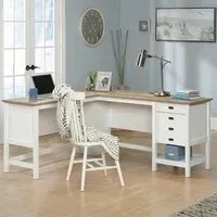 Saginaw L-Shaped Laptop Desk - White, Oak