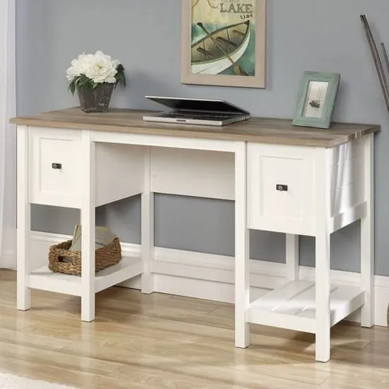 Saginaw Laptop Desk - White, Oak