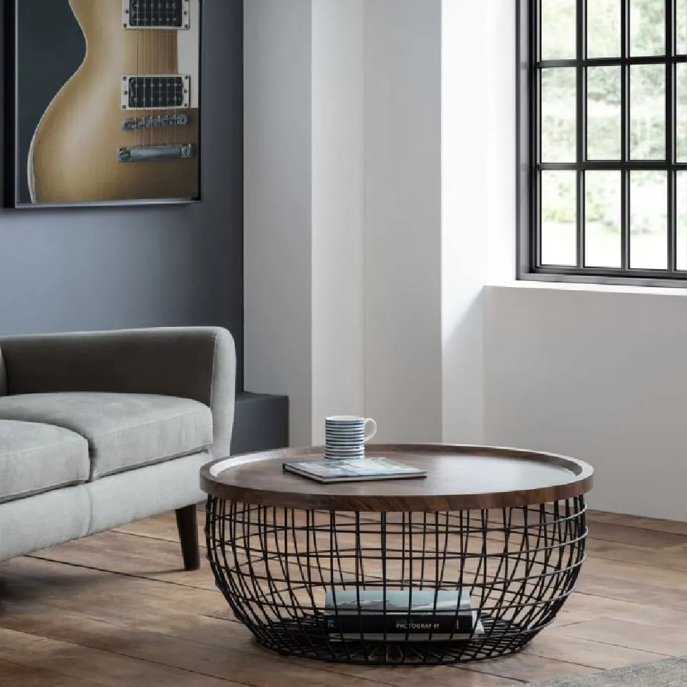 Sahalie Coffee Table with Metal Frame - Walnut