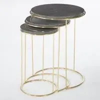 Sahuarita Nest of 3 Tables - Dusky Marble Effect, Gold