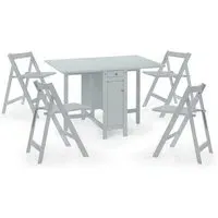 Saidi Drop Leaf Dining Table with 4 Chairs - Grey