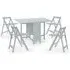 Saidi Drop Leaf Dining Table with 4 Chairs - Grey