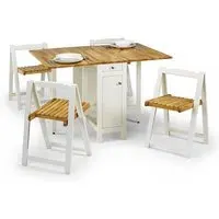Saidi Folding Dining Table with 4 Chairs - White, Natural