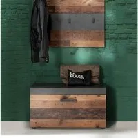 Saige Shoe Bench with Flap Door - Grey, MDF alternate view