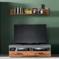 Saige TV Stand and Wall Shelf with LED - Grey, MDF alternate view