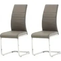 Sako Dining Chair Pair - Grey, Faux Leather
