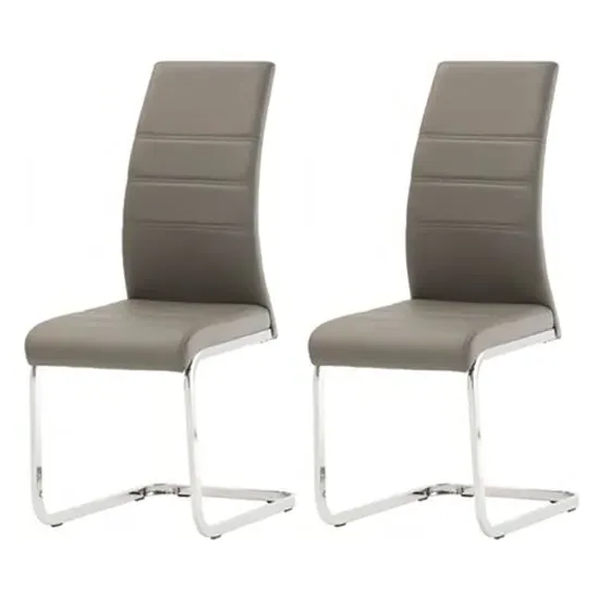 Sako Dining Chair Pair - Grey, Faux Leather image
