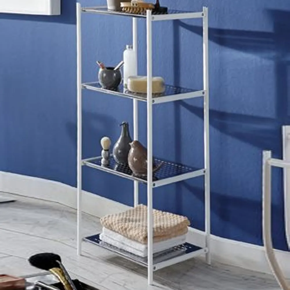 Salado 4-Shelf Steel Shelving Unit - White, Chrome image