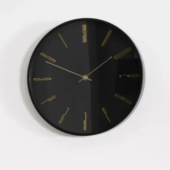 Salado Round Wall Clock - Black, Glass image