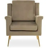 Salami Velvet Upholstered Armchair - Mink