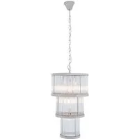 Salas 3-Tier Ribbed Chandelier Light - Nickel, Glass alternate view