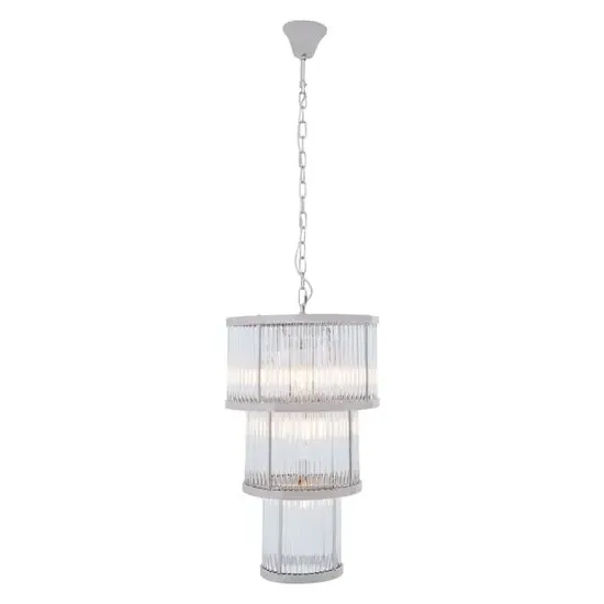 Salas 3-Tier Ribbed Chandelier Light - Nickel, Glass product