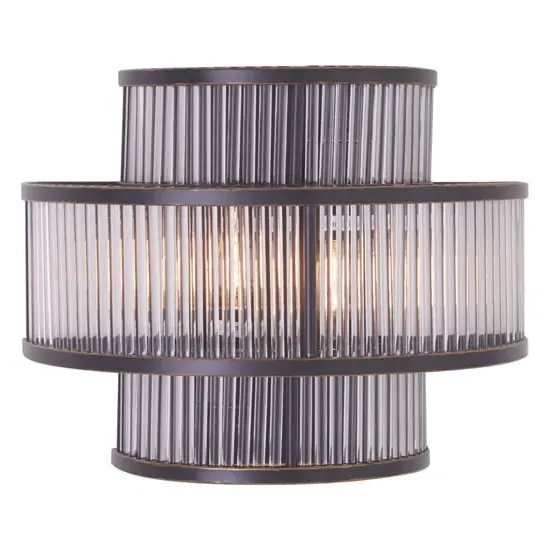 Salas 3-Tier Ribbed Wall Light - Black, Glass & Iron product
