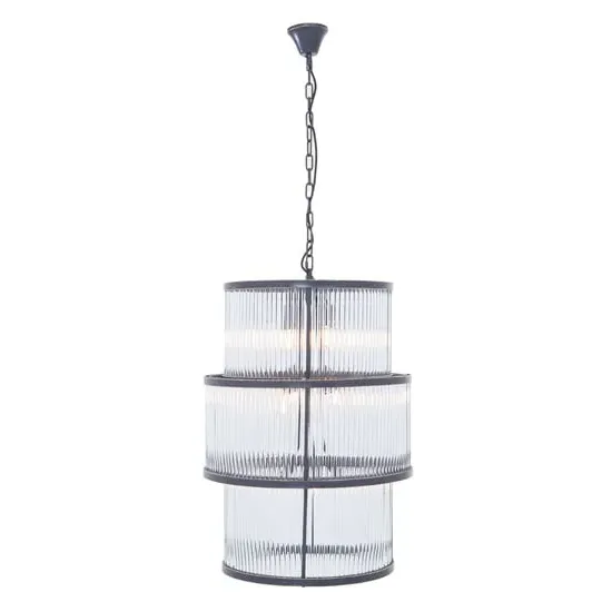 Salas Large 3-Tier Chandelier Light - Black, Glass