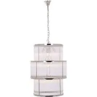 Salas Large 3-Tier Chandelier Light - Nickel, Glass