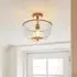 Salem Ribbed Glass Downlighter Flush Ceiling Light - Vintage Brass