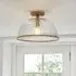 Salem Ribbed Glass Uplighter Flush Ceiling Light - Vintage Brass