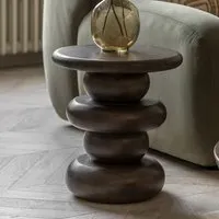 Salerno Round Side Table - Dark Wood, Mango Wood alternate view