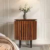 Salina Bedside Cabinet with Door - Walnut, Mango Wood
