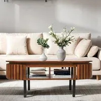 Salina Rectangular Coffee Table - Walnut, Mango Wood