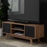 Salina TV Stand with 2 Gloss Doors - Walnut