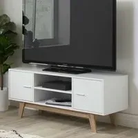 Salina TV Stand with 2 Gloss Doors - White