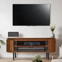 Salina TV Stand with Shelf - Walnut, Mango Wood