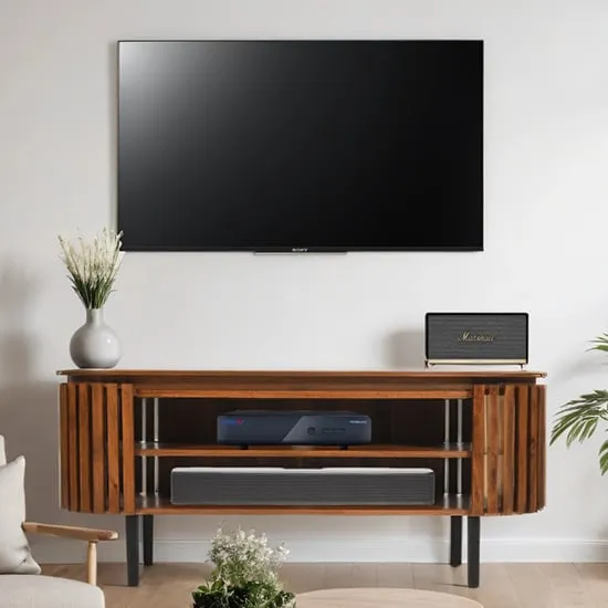 Salina TV Stand with Shelf - Walnut, Mango Wood