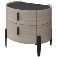 Salinas Bedside Cabinet with 2 Drawers - Beige, Wood