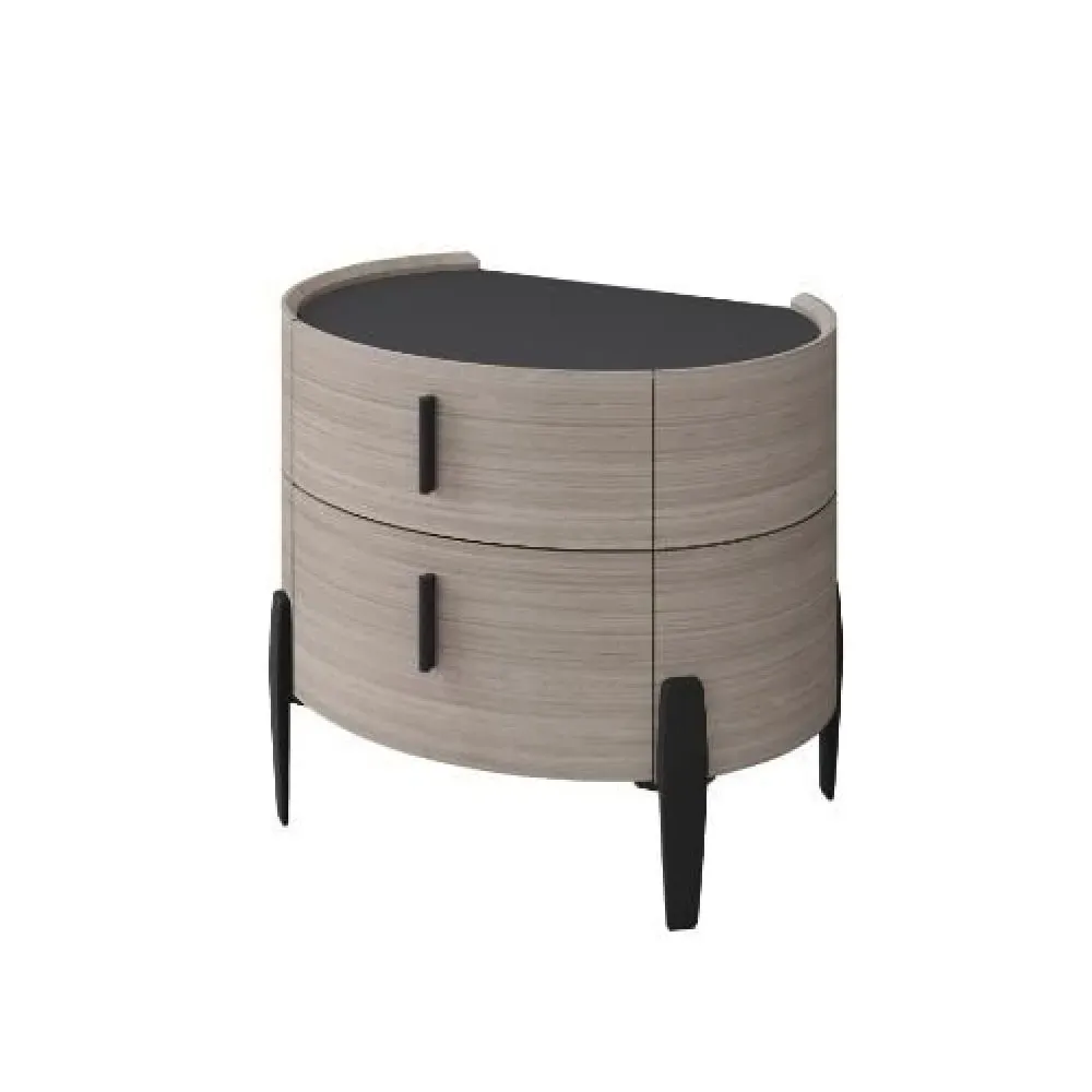 Salinas Bedside Cabinet with 2 Drawers - Beige, Wood