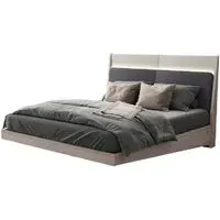Salinas King Size Bed with LED - Beige, Wood