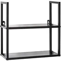 Salinas Steel Wall Shelving Unit with 2 Shelves - Black