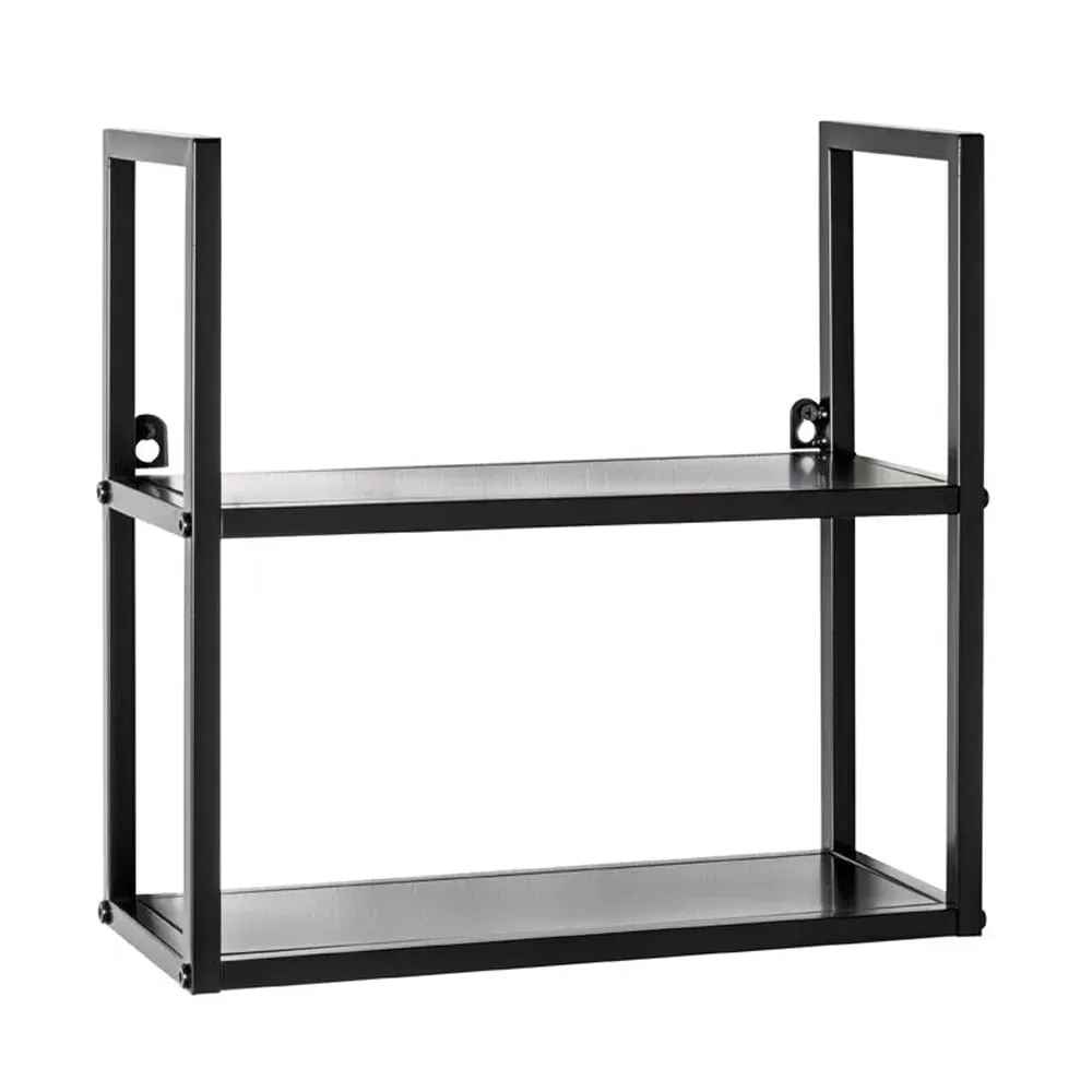 Salinas Steel Wall Shelving Unit with 2 Shelves - Black image
