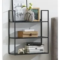 Salinas Steel Wall Shelving Unit with 3 Shelves - Black
