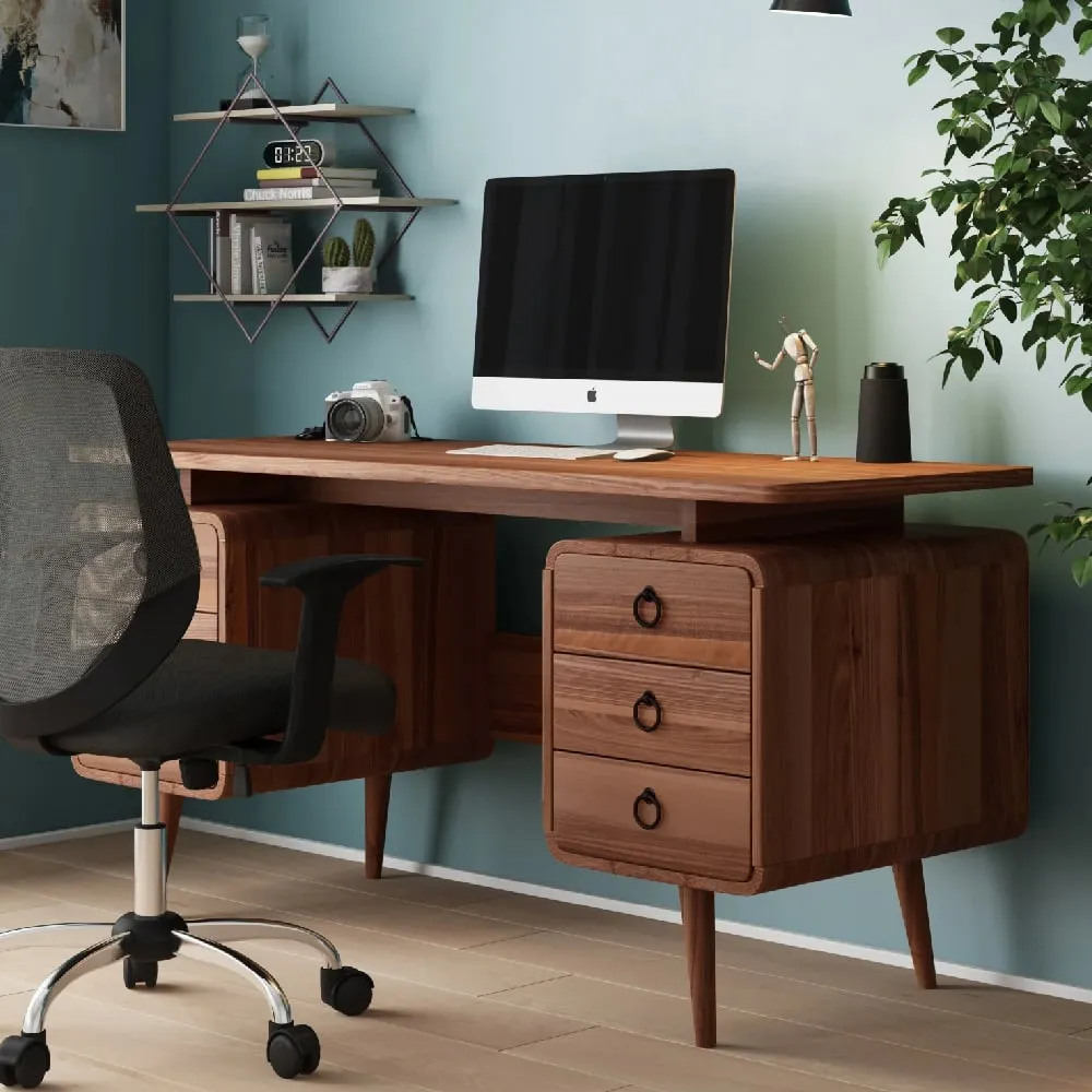 Salisbury Laptop Desk with 6 Drawers - Brown, Oak