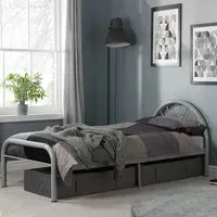 Salol Single Bed Frame - Silver, Metal